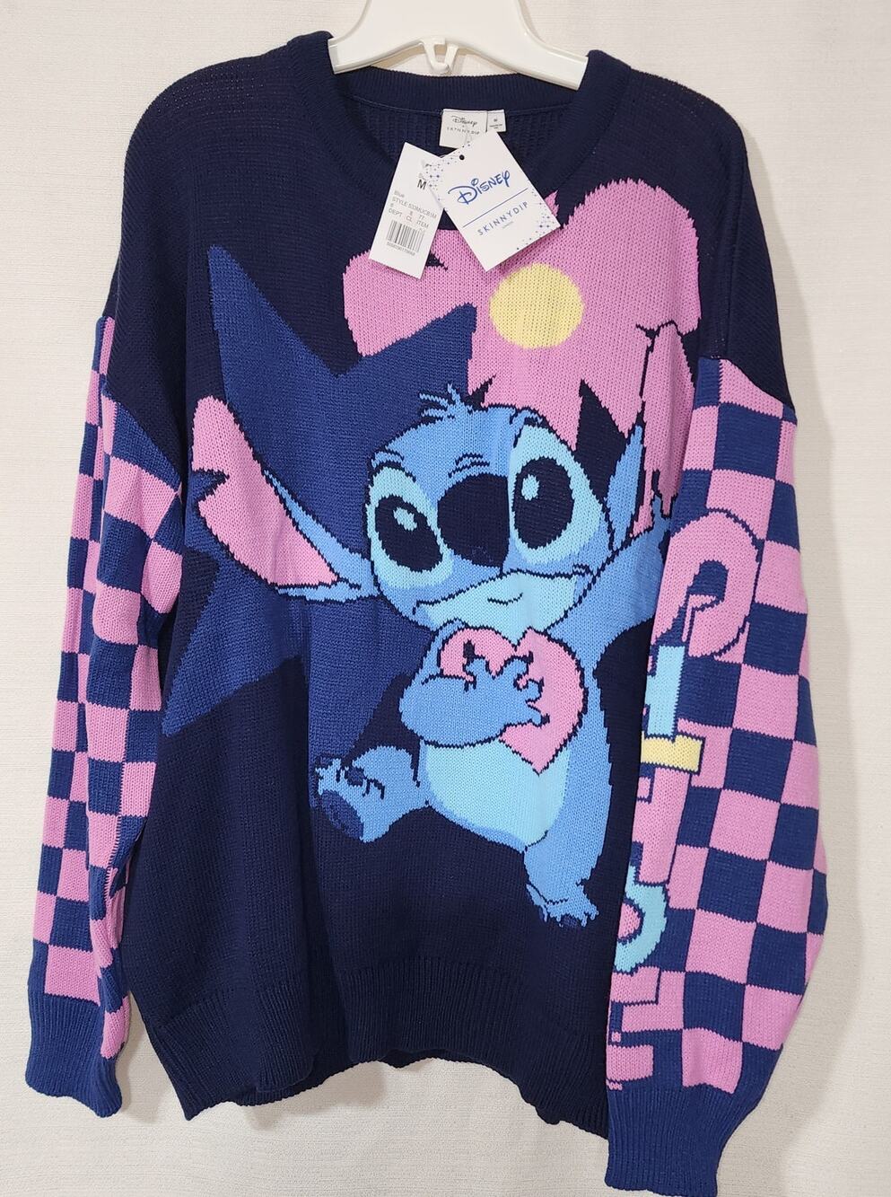 Stitch women's knitted sweatshirt size Medium Disney skinny dip